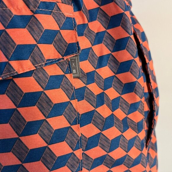 Ike by Ike Behar Men's Pink Blue Cube Geometric Swim Trunks - Size Medium - Picture 4 of 5